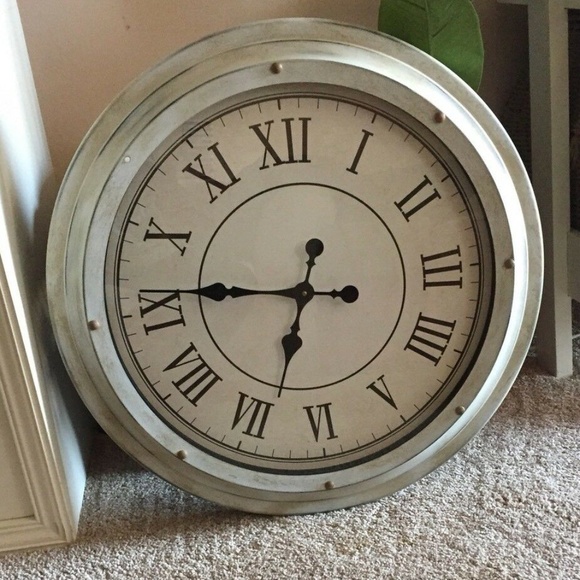 Pottery Barn Accents Pottery Barn White Station Distressed Wall Clock Poshmark